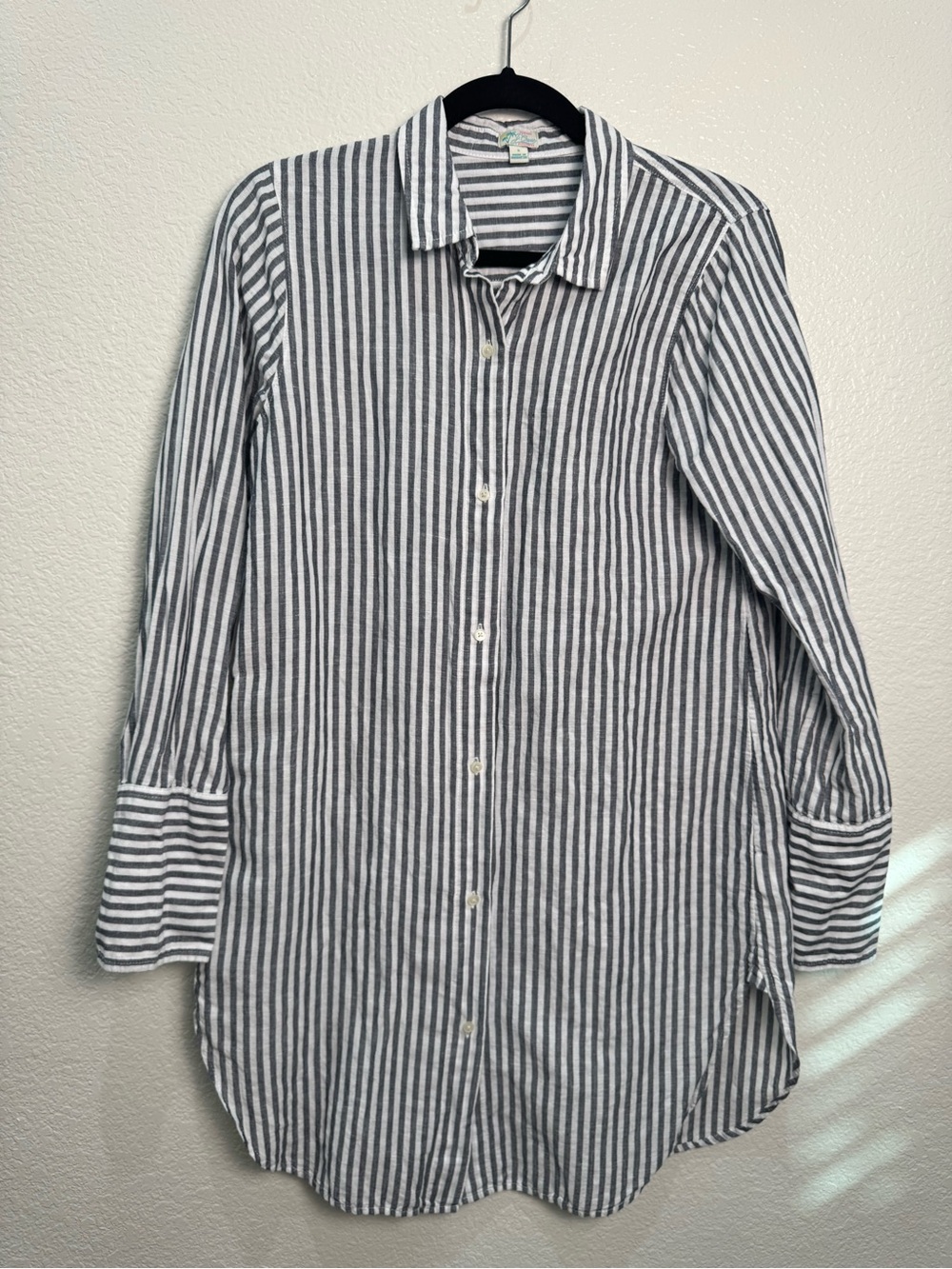 J.Crew Beachwear Womens S Linen Cotton Striped Tunic Shirt Button Down AV054